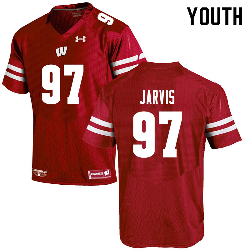 Youth #97 Mike Jarvis Wisconsin Badgers College Football Jerseys Sale-Red - Click Image to Close